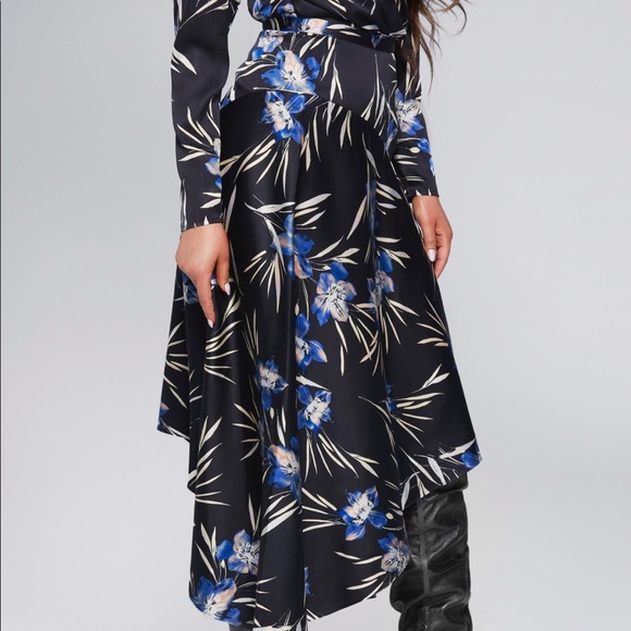 New Guess Marciano Lunar Bloom Floral Asymmetrical Midi Skirt 0 XS - Picture 5 of 6